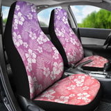 Coral And Purple Ombre Car Seat Covers With White Hibiscus Pattern Overlay 101819 - YourCarButBetter
