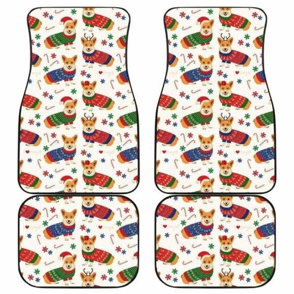 Corgi Christmas Pattern Front And Back Car Mats 160830 - YourCarButBetter