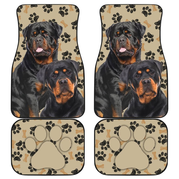 Couple Rottweilers For Rottweilers Lovers Paw Print Car Floor Mats 212701 - YourCarButBetter