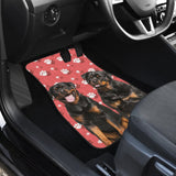 Couple Rottweilers on Pink Background Paw Print Car Floor Mats 212701 - YourCarButBetter