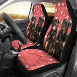 Couple Rottweilers on Pink Background Paw Print Car Seat Covers 212701 - YourCarButBetter