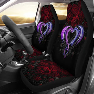 Couple Valentine Dragons Roses And Heart Car Seat Covers 211604 - YourCarButBetter