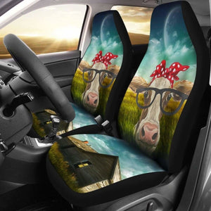 Cow Wearing Glasses Car Seat Covers Amazing 144730 - YourCarButBetter