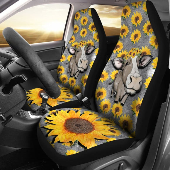 Cow With Sunflowers Car Seat Covers 103131 - YourCarButBetter