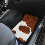 Cowhide Print Brown Themed Car Floor Mats 211804 - YourCarButBetter