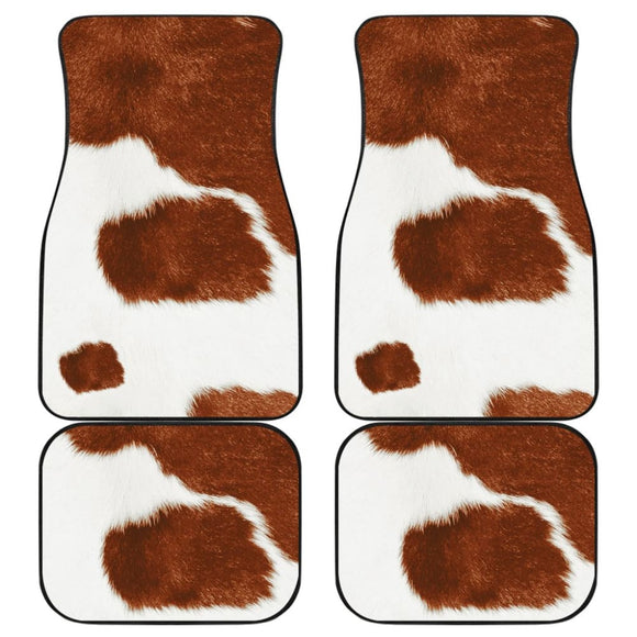 Cowhide Print Brown Themed Car Floor Mats 211804 - YourCarButBetter