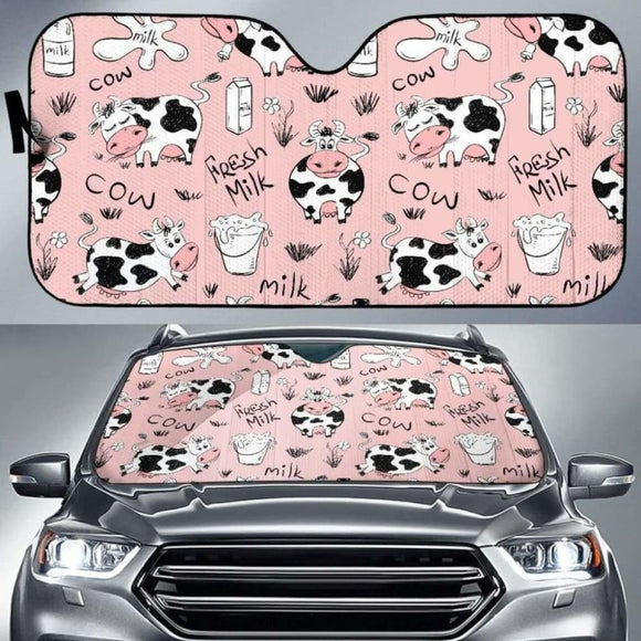 Cows Milk Product Pink Background Car Auto Sun Shades 172609 - YourCarButBetter