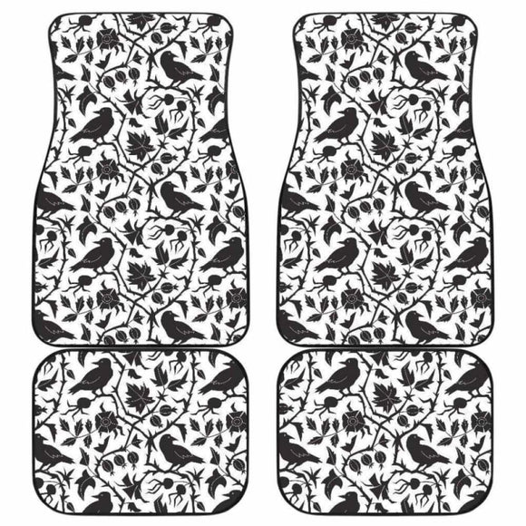 Crow Dark Floral Pattern Front And Back Car Mats 153908 - YourCarButBetter