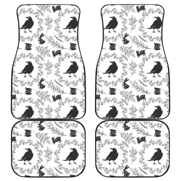 Crows Floral Wreath Rabbit Pattern Front And Back Car Mats 153908 - YourCarButBetter