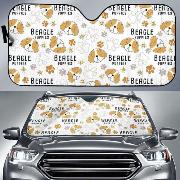 Cute Beagle Dog Pattern Background Car Auto Sun Shades 102507 - YourCarButBetter