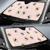 Cute Bee Flower Pattern Pink Background Car Auto Sun Shades 460402 - YourCarButBetter