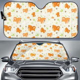 Cute Brown Pomeranian Paw Leave Bone Pattern Car Auto Sun Shades 172609 - YourCarButBetter