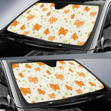 Cute Brown Pomeranian Paw Leave Bone Pattern Car Auto Sun Shades 172609 - YourCarButBetter