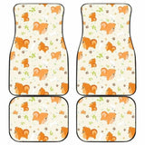 Cute Brown Pomeranian Paw Leave Bone Pattern Front And Back Car Mats 161012 - YourCarButBetter