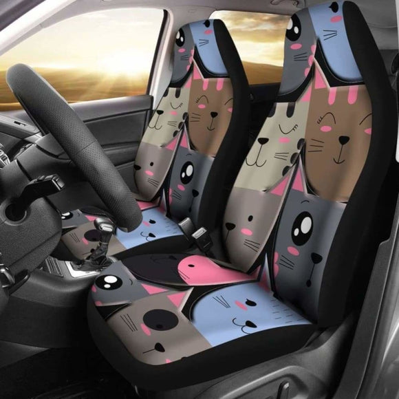 Cute Cat Faces Car Seat Covers 112428 - YourCarButBetter