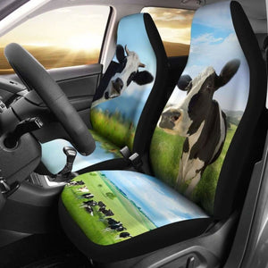 Cute Cow On Green Grass Field Car Seat Covers Amazing 144730 - YourCarButBetter