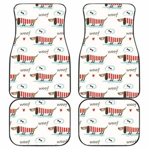 Cute Dachshund Bone Pattern Front And Back Car Mats 092813 - YourCarButBetter