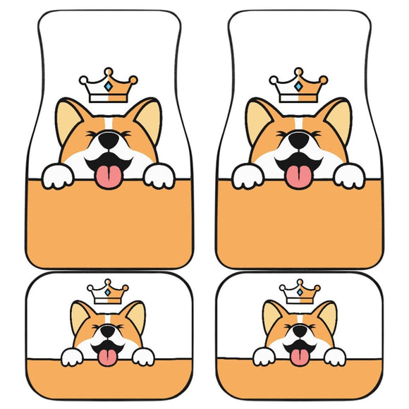 Cute Dog Corgi Royal Crown Premium Car Floor Mats 211205 - YourCarButBetter