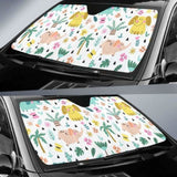 Cute Elephants Palm Tree Flower Butterfly Pattern Car Auto Sun Shades 172609 - YourCarButBetter