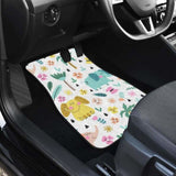 Cute Elephants Palm Tree Flower Butterfly Pattern Front And Back Car Mats 202820 - YourCarButBetter