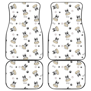 Cute French Bulldog Dog Print On White Car Floor Mats 210602 - YourCarButBetter