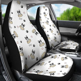 Cute French Bulldog Dog Print On White Car Seat Covers 210602 - YourCarButBetter