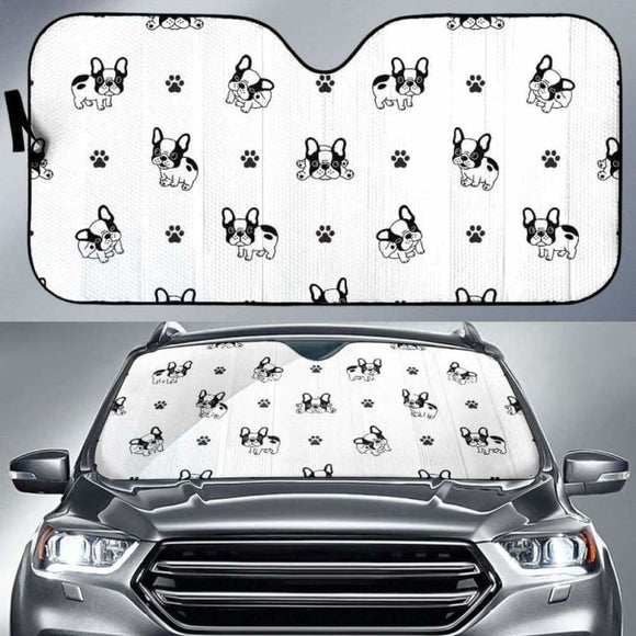 Cute French Bulldog Paw Pattern Car Auto Sun Shades 172609 - YourCarButBetter