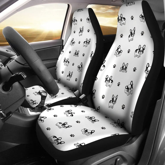 Cute French Bulldog Paw Pattern Car Seat Covers 210602 - YourCarButBetter