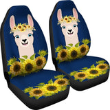 Cute Funny Llama With Sunflower Floral Car Seat Covers 212403 - YourCarButBetter