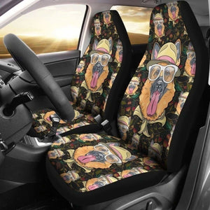 Cute German Shepherd Wearing Glasses Car Seat Covers 091706 - YourCarButBetter