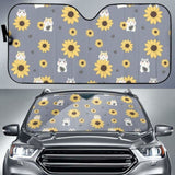 Cute Hamster Sunflower Pattern Background Car Auto Sun Shades 172609 - YourCarButBetter