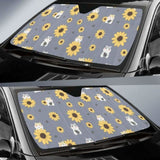 Cute Hamster Sunflower Pattern Background Car Auto Sun Shades 172609 - YourCarButBetter