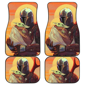 Cute Mandalorian And Baby Yoda Car Floor Mats Fan Gift 094201 - YourCarButBetter