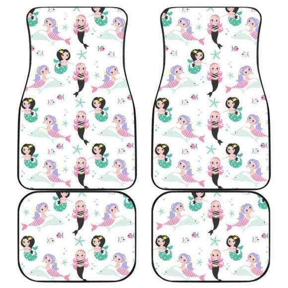 Cute Mermaid Dolphin Fish Starfish Pattern Front And Back Car Mats 181703 - YourCarButBetter