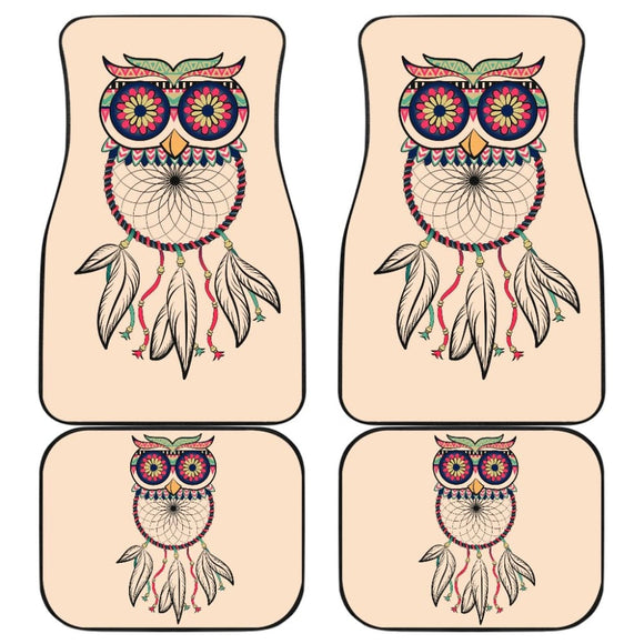 Cute Native American Owl Dreamcatcher Pink Themed Car Floor Mats 210301 - YourCarButBetter
