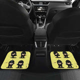 Cute Ninja Yellow Background Front And Back Car Mats 153908 - YourCarButBetter