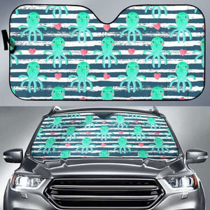 Cute Octopuses Heart Striped Background Car Auto Sun Shades 460402 - YourCarButBetter