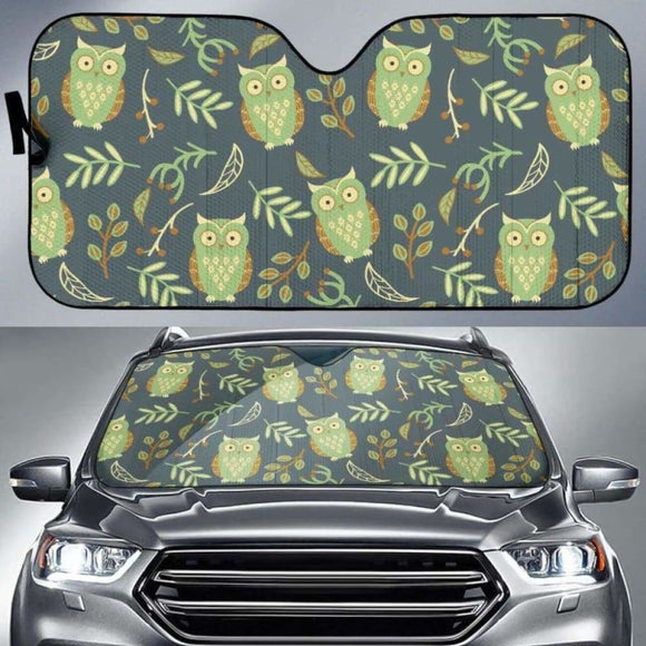 Cute Owls Leaves Pattern Car Auto Sun Shades 172609 - YourCarButBetter