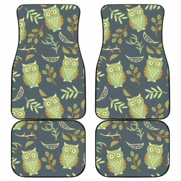 Cute Owls Leaves Pattern Front And Back Car Mats 201216 - YourCarButBetter