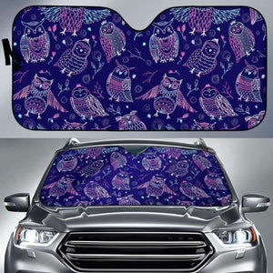 Cute Owls Pattern Boho Style Ornament Car Auto Sun Shades 172609 - YourCarButBetter