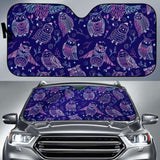 Cute Owls Pattern Boho Style Ornament Car Auto Sun Shades 172609 - YourCarButBetter