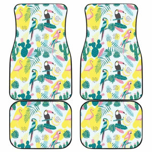 Cute Parrot Toucan Flamingo Cactus Exotic Leaves Pattern Front And Back Car Mats 102802 - YourCarButBetter