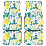 Cute Parrot Toucan Flamingo Cactus Exotic Leaves Pattern Front And Back Car Mats 102802 - YourCarButBetter