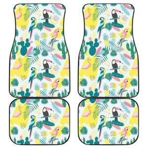 Cute Parrot Toucan Flamingo Cactus Exotic Leaves Pattern Front And Back Car Mats 201010 - YourCarButBetter