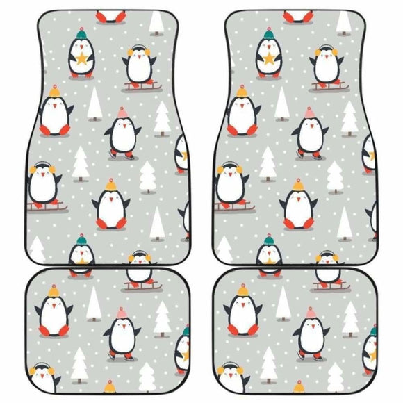 Cute Penguin Christmas Pattern Front And Back Car Mats 160830 - YourCarButBetter