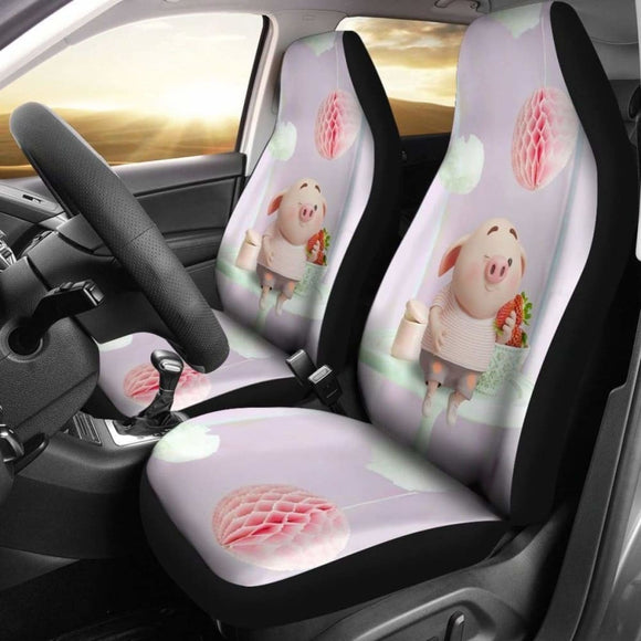 Cute Pig Eating Strawberry Car Seat Covers 03 221205 - YourCarButBetter