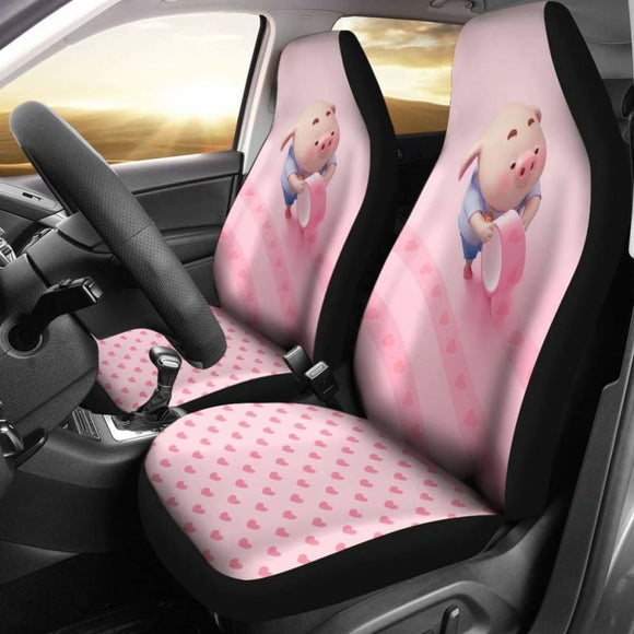 Cute Pink Pig With Heart Car Seat Covers 03 221205 - YourCarButBetter