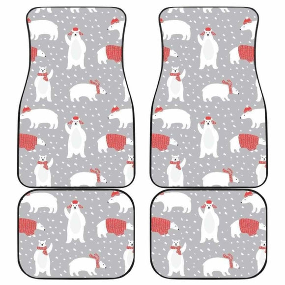 Cute Polar Bear Christmas Snow Pattern Front And Back Car Mats 153908 - YourCarButBetter