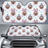 Cute Pug Hat Rabbit Costume Pattern Car Auto Sun Shades 104020 - YourCarButBetter