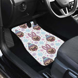 Cute Pug Hat Rabbit Costume Pattern Front And Back Car Mats 181703 - YourCarButBetter